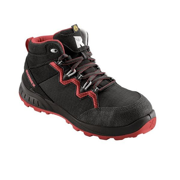 RUNNEX S3-ESD-Sicherheitsschnürstiefel TeamStar, schwarz/rot, Größe: 46, VE: 1 Paar, 5312-46