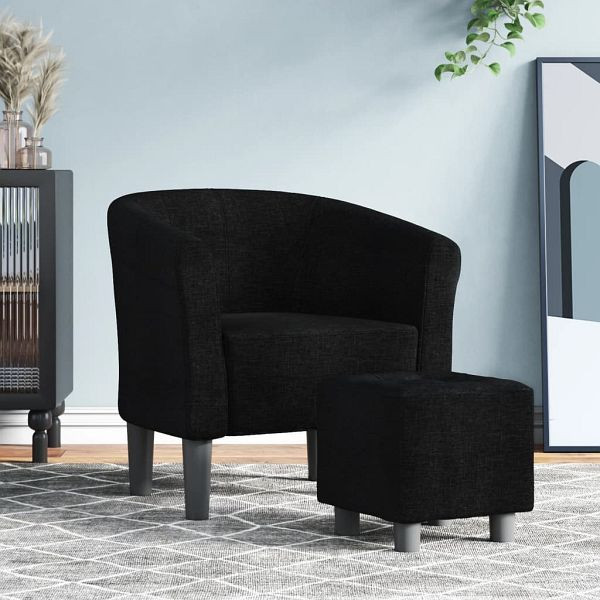 vidaXL Clubsessel mit Fußhocker Schwarz Stoff, Füllung: Schaumstoff, 356439