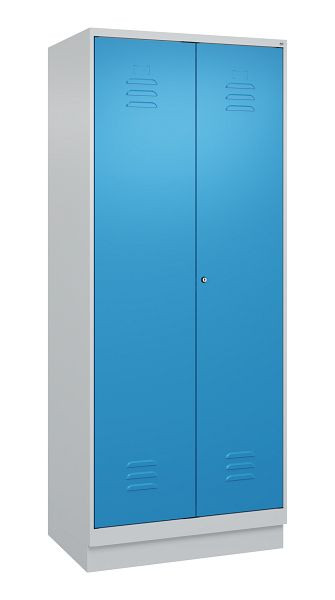 C+P Mehrzweckschrank Classic PLUS, Putzmittel-Spind, Sockel, 2 Abteile, 1950x800x500mm, 7035/5012, Zylinderschloss, 080120-02 S10019