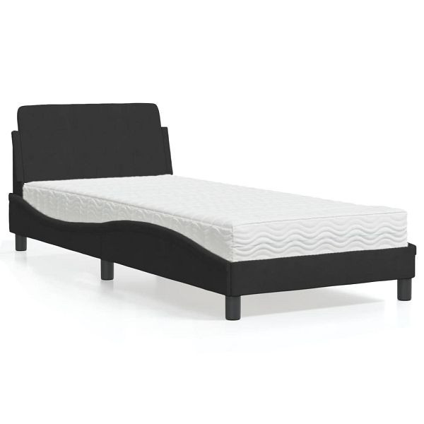 vidaXL Bett mit Matratze Schwarz 90x190 cm Samt, 3208313