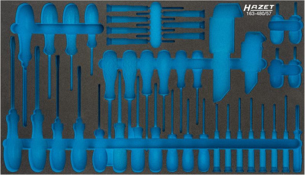 Hazet 2-Komponenten Weichschaum-Einlage, für 163-480/57 Abmessungen / Länge: 691 mm x 392 mm Ordnungssystem Größe: 4/3+ (691 x 392 mm), 163-480L