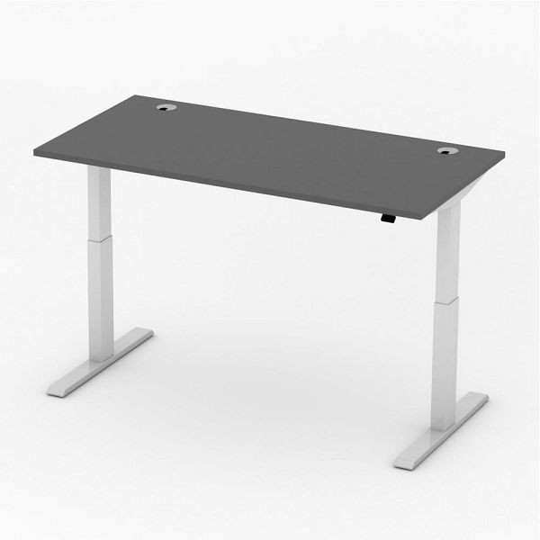 Deskin Höhenverstellbarer Schreibtisch Basic EVO, Dekor anthrazit, B 1600 x T 800 x H 715-1205 mm, 348944
