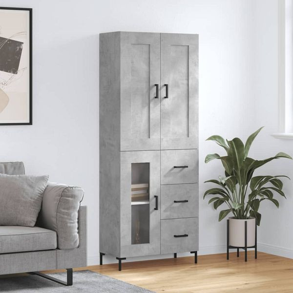 vidaXL Highboard Betongrau 69,5x34x180 cm Holzwerkstoff, 3199941