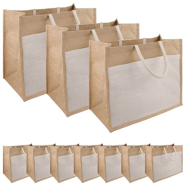 vidaXL Jute-Handtaschen mit Tasche 10-teilig 42 x 33 x 19 cm, 42012291