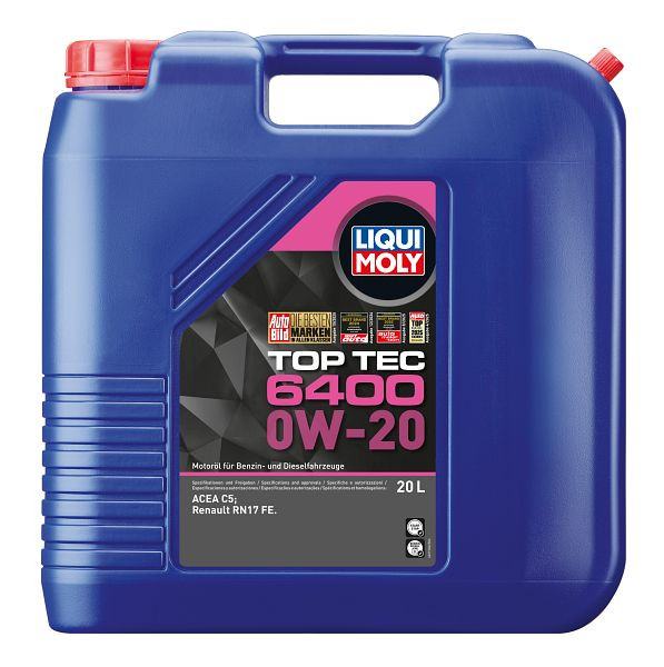LIQUI MOLY Motoröl Top Tec 6400 0W-20, Kanister Kunststoff, VE: 20 Liter, 21586