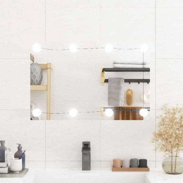 vidaXL Wandspiegel mit LED-Leuchten 40x60 cm Glas Rechteckig, 3189152