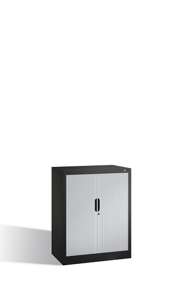 C+P Sideboard mit Rollladen Omnispace, H1030xB800xT420mm, Farbe: Schwarzgrau / Lichtgrau, Griffmulde, 2 OH, 3241-00 S10067