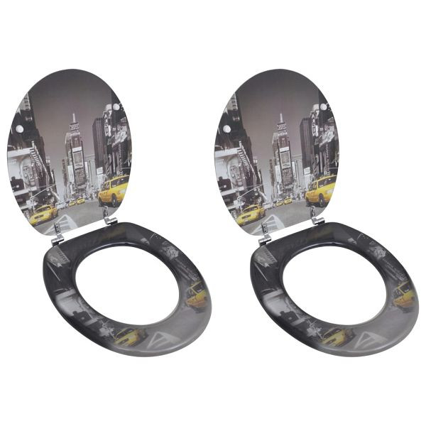 vidaXL Toilettensitze mit Deckel 2 Stück MDF New York, 275915