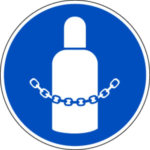Schilder Klar Gebotszeichen Gasflasche sichern DIN EN ISO 7010, M046, 200 mm Folie selbstklebend, 1435/62