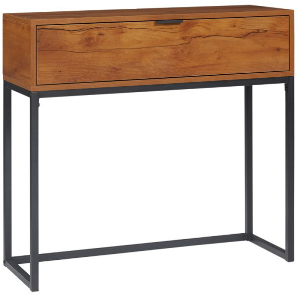 HOMCOM Konsolentisch im Industriedesign, Beistelltisch, Sideboard, 1 Schublade, Braun + Schwarz, 837-361V02ND