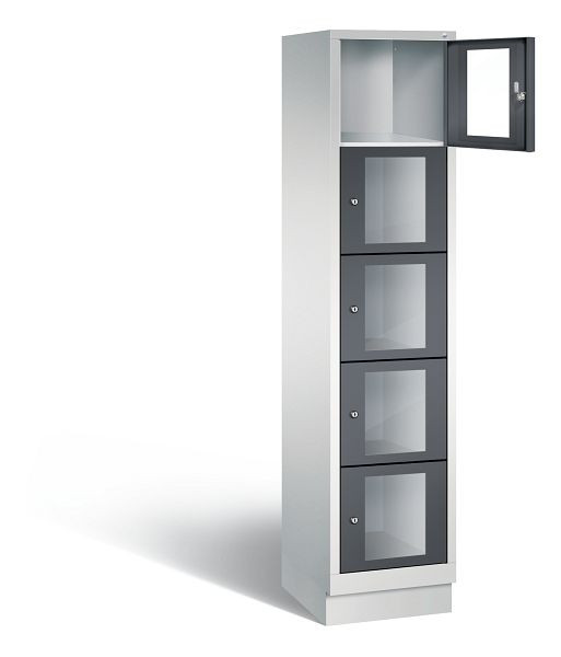C+P Schließfachschrank Classic, H1800xB420xT500mm, Farbe: Lichtgrau / Schwarzgrau, 8020A125 S10005
