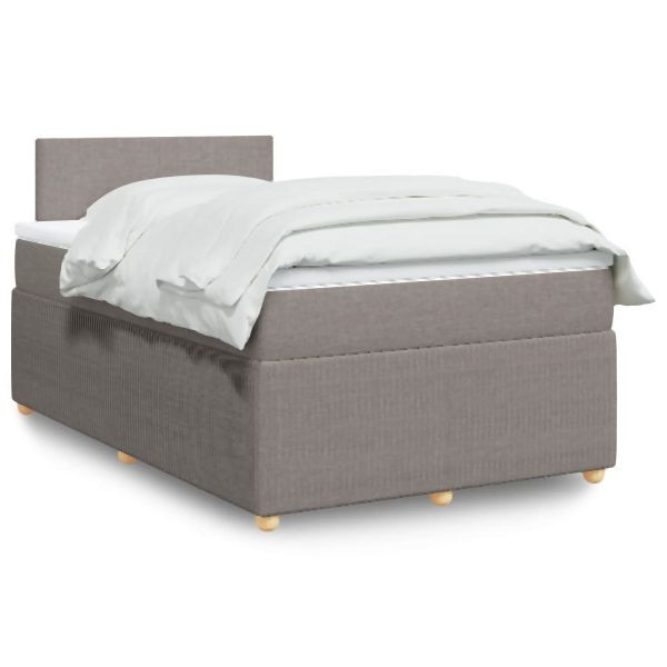 vidaXL Boxspringbett mit Matratze Taupe 120x190 cm Stoff, 3289692