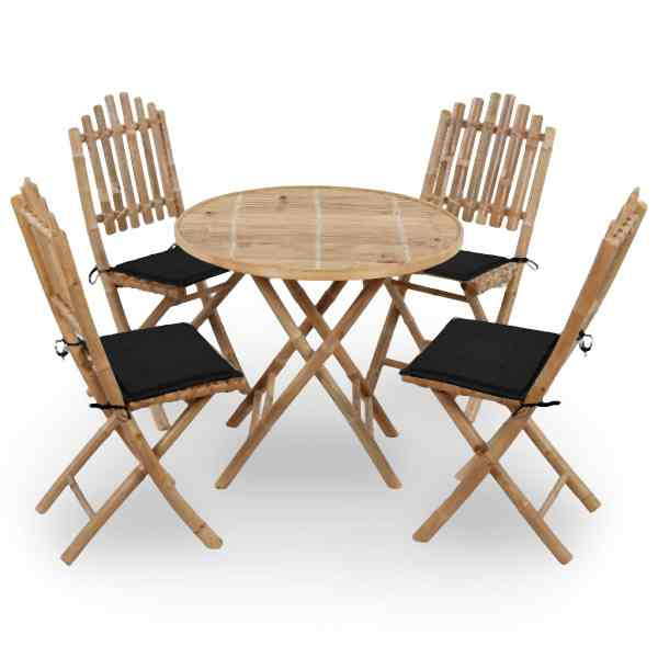vidaXL 5-tlg. Garten-Essgruppe mit Kissen Klappbar Bambus, 3063967