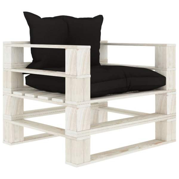 vidaXL Garten-Palettensofa mit Kissen in Schwarz Holz, 3052348