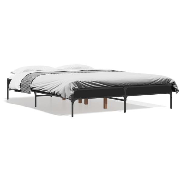 vidaXL Bettgestell Schwarz 120x190 cm Holzwerkstoff und Metall, 845046