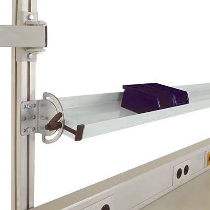 Manuflex Neigbare ESD-Ablagekonsole für CANTOLAB, Nutztiefe 495 mm, für Tischbreite 1600 mm, Lichtgrau, LZ8319.7035