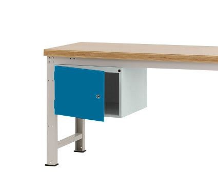 Manuflex Gehäuse-Unterbau PROFI, Nutzhöhe 300 mm mit 1 Tür links angeschlagen und Einlegeboden, lichtgrau/brillantblau, ZB4731.0002