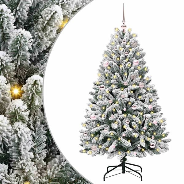 vidaXL Künstlicher Weihnachtsbaum Grün und Weiß 150 cm PVC und Metall, 3395741