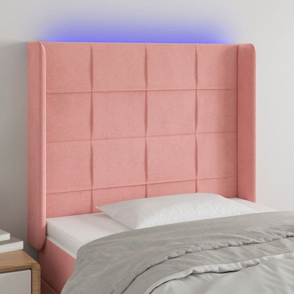 vidaXL LED Kopfteil Rosa 93x16x118/128 cm Samt, 3124089