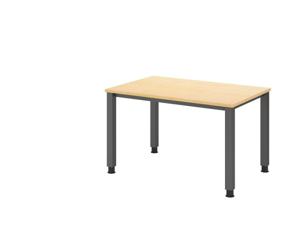 Hammerbacher Schreibtisch QS12, 120 x 80 cm, Platte: Ahorn, 25 mm dick, 4-Fuß-Gestell in Graphit (ähnlich RAL 7012), Arbeitshöhe 68-83,5 cm, VQS12/3/G