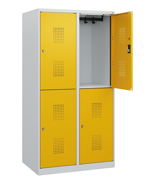C+P Doppelstöckiger Spind Evolo PLUS, 4 Fächer, 1530x800x500mm, 7035/1004, Zylinderschloss, 0493005-22 S10018