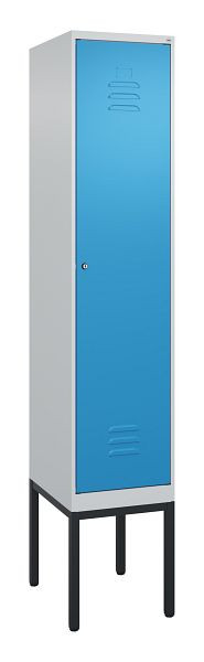 C+P Umkleidespind Classic PLUS, Gestell, 2120x400x500mm, 7035/5012, Zylinderschloss, 0800307-12 S10019