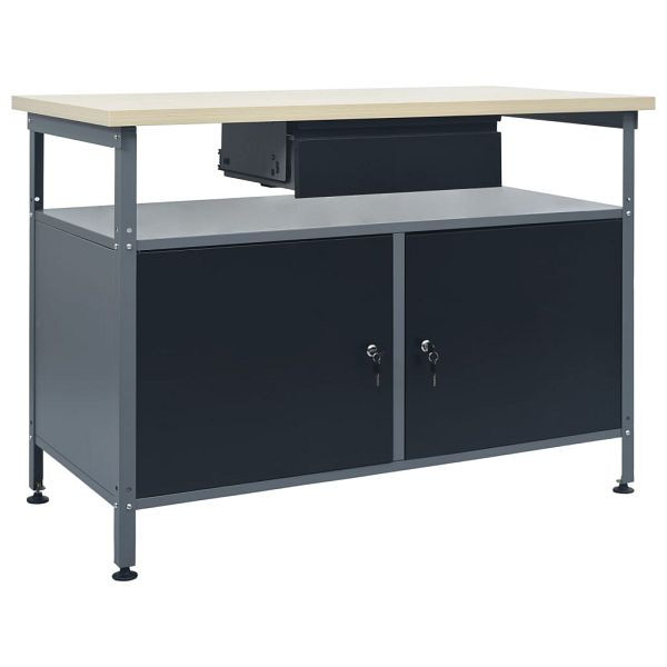 vidaXL Werkbank Schwarz 120x60x85 cm Stahl, Material: Stahl, Holzwerkstoff, Legierung, 145345