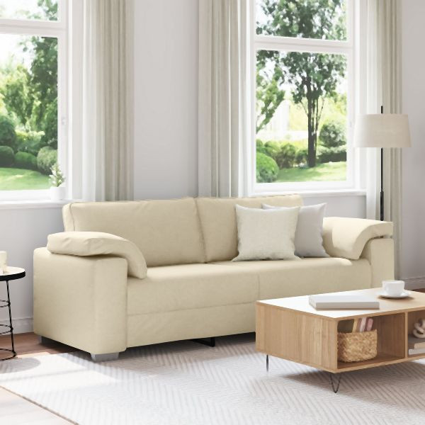 vidaXL 3-Sitzer Sofa in Creme, 178 cm Abmessung, Stoff, 4105244