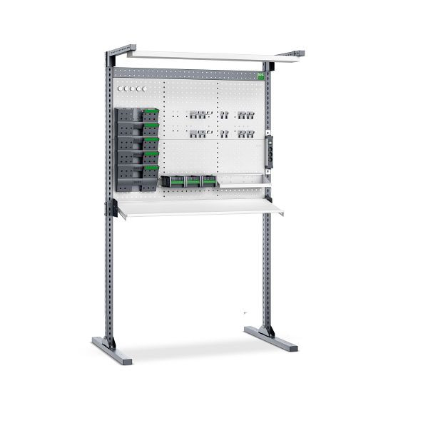 bott LEAN-Point mit LED-Leuchte und Steckdosenleiste / C BxTxH: 1350 x 870 x 2200 mm, RAL 7016 / RAL 7035, 41011200.16