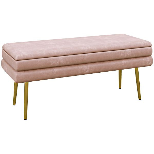 HOMCOM Sitzbank Polsterbank, mit Stauraum, Stahl, 100 cm x 37,5 cm x 42 cm, Pink, 838-438V01PK