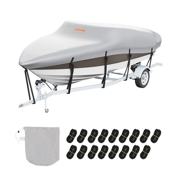 VEVOR Bootspersenning Abdeckplane, 701–731 cm 600D Oxford-Gewebe mit Aufbewahrungstasche 435 x 300 mm, Grau, TYCZ600D2324S51Q4V0