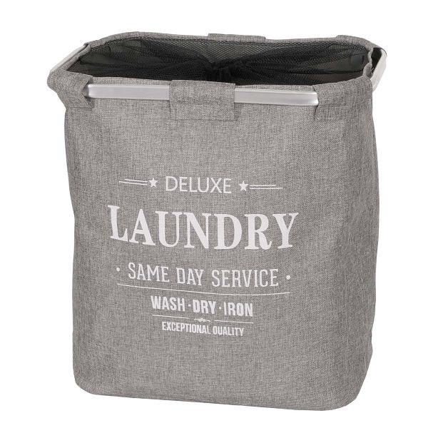 Mendler Wäschesammler HWC-C34, Laundry Wäschebox Wäschekorb Wäschebehälter mit Netz, 1 Fach 56x49x30cm 82l, grau, 107580