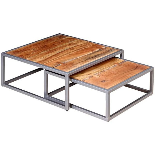 vidaXL 2-teilig Couchtisch-Set Massivholz Akazie, 244232