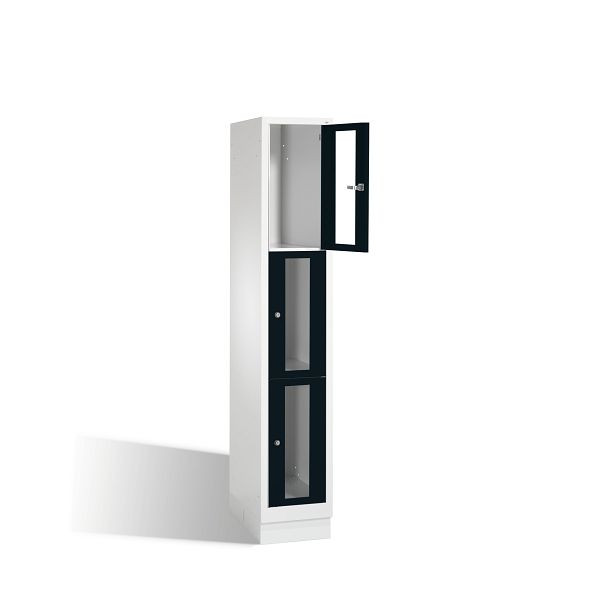 C+P Schließfachschrank Classic, H1800xB320xT500mm, Farbe: Lichtgrau / Schwarzgrau, 8020A103 S10005