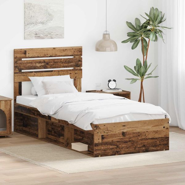 vidaXL Bettrahmen Altholz 90 x 190 cm Massives Kiefernholz, 3411469