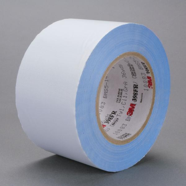 3M Glasgewebe-Klebeband 398FR, weiß, 33 m x 101,6 mm, VE: 8 Rollen, 7000001302