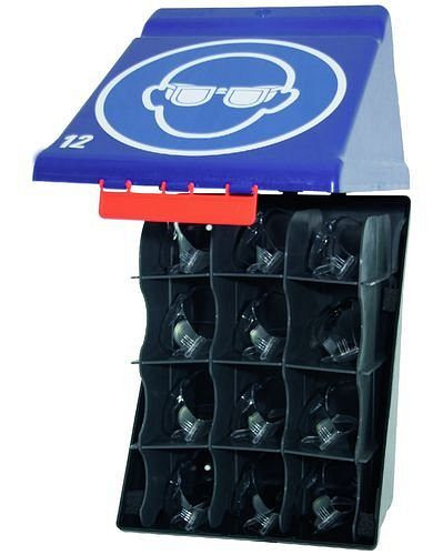DENIOS Maxibox zur Aufbewahrung von 12 Schutzbrillen, blau, 123-605