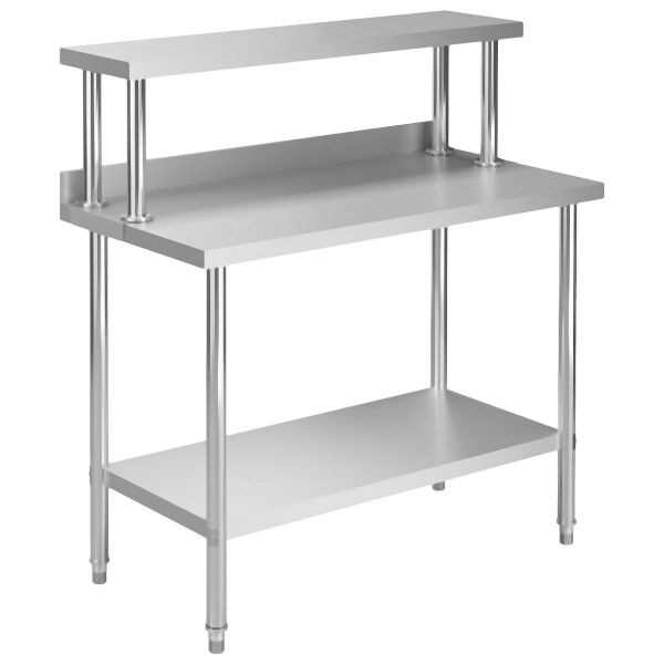 vidaXL Küchen-Arbeitstisch mit Aufsatzboard 120×60×120 cm Edelstahl, 3054469