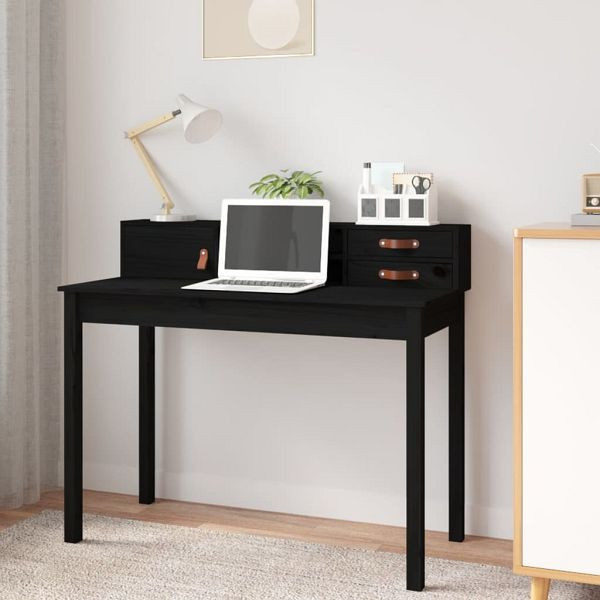 vidaXL Schreibtisch Schwarz 110x50x93 cm Massivholz Kiefer, 823533