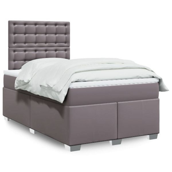 vidaXL Boxspringbett mit Matratze Grau 120x200 cm Kunstleder, 3293018