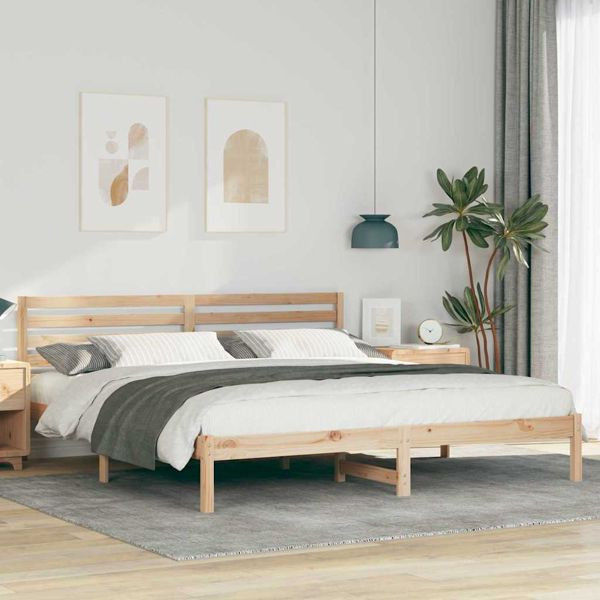 vidaXL Bettgestell mit Kopfteil Braun 180 x 200 cm Massivholz Kiefer, 872278
