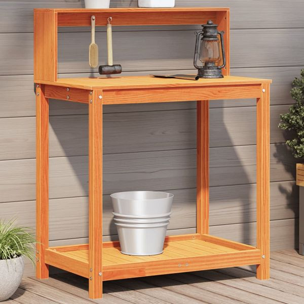 vidaXL Pflanztisch mit Ablagen Braun 82,5x50x109,5cm Massivholz Kiefer, 844633