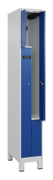 C+P Z-Spind Evolo PLUS, Füße, 2 Fächer, 1950x300x500mm, 7035/5010, Zylinderschloss, 049013-102 S10033