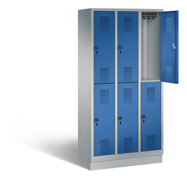 C+P Spind doppelstöckig Evolo, H1800xB900xT500mm, Farbe: Weißaluminium / Enzianblau, 48320-30 S10723