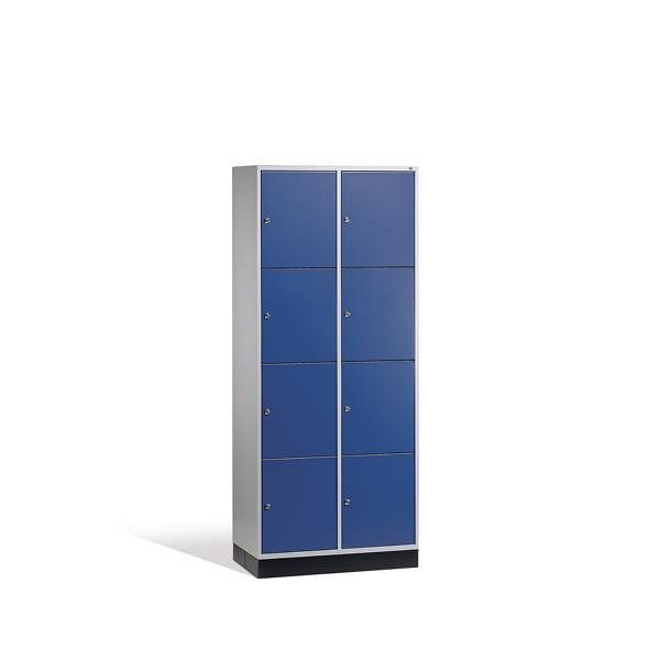 C+P Schließfachschrank Intro, 8 Fächer, H1950xB820xT500mm, Korpus Lichtgrau, Front Enzianblau, 8470-202 S10008