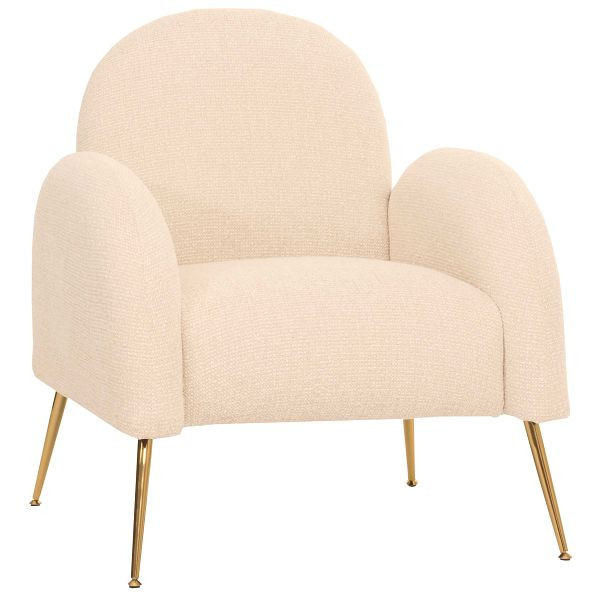 Mendler Lounge-Sessel HWC-N69, Cocktailsessel Sessel, Retro Nosagfederung Stoff/Textil Chenille, creme-weiß, 108263