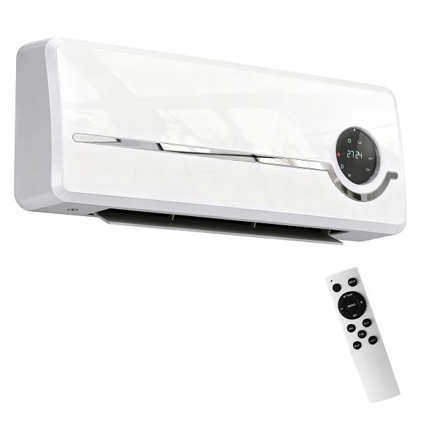 HOMCOM Heizlüfter zur Wandmontage 2000W Keramik-Wandheizung mit Ventilator, Fernbedienung, 2 Heizmodi, LED-Display, 820-469V90WT