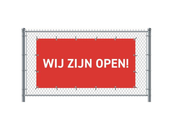 Showdown Displays Zaun-Banner 200 x 100 cm Geöffnet Holländisch Rot, FBG200-100-I683