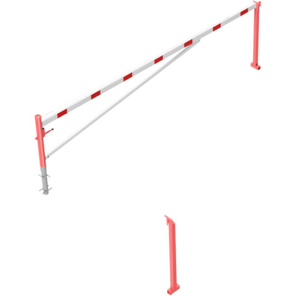 Stein HGS Drehschranke, horizontal schwenkbar mit zwei Auflagestützen, 5000 mm, vorgerüstet für Vorhangschloss (Standard), zum Einbetonieren, empfohlene Fundamenttiefe 900 mm, 4213.50-vb