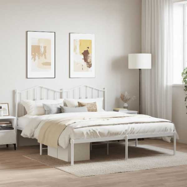 vidaXL Bettgestell mit Kopfteil Metall Weiß 183x213 cm, 373843